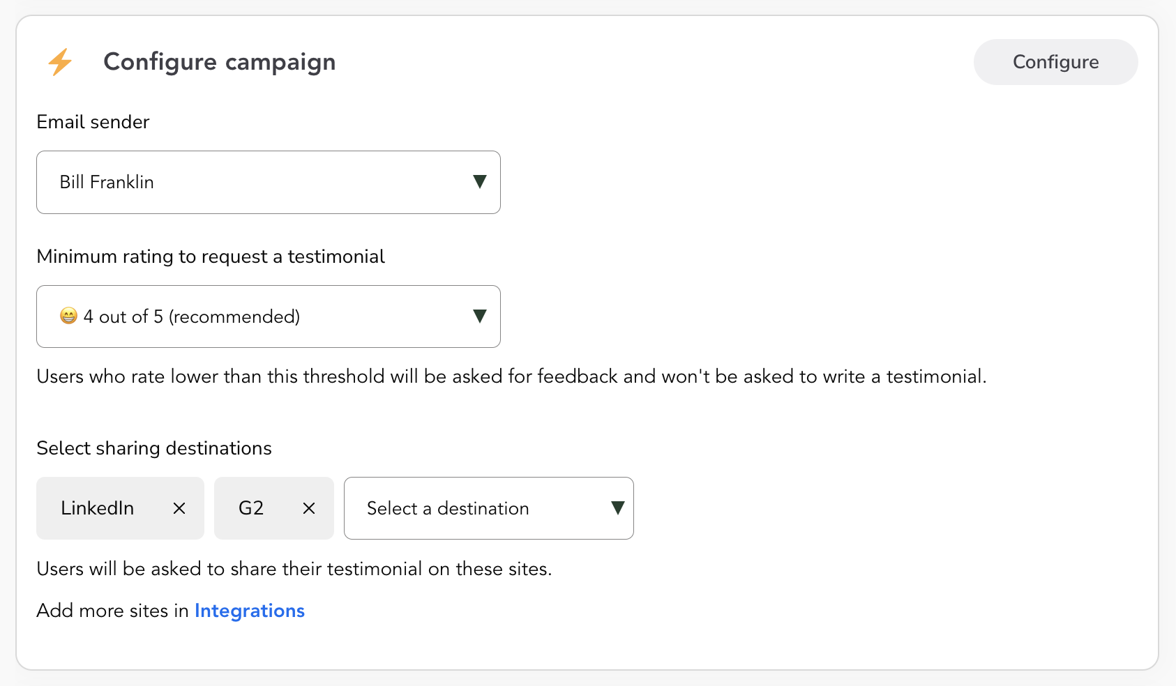 Configure your campaign