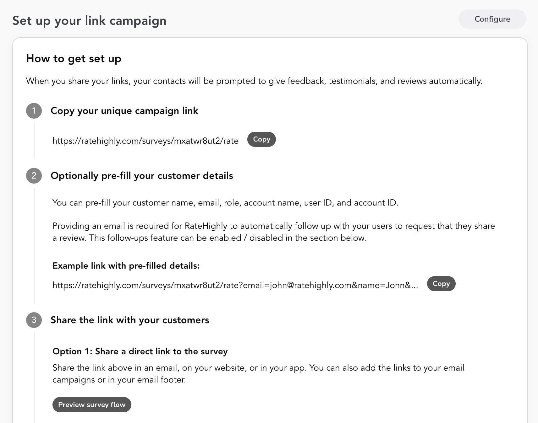 Set up your link campaign